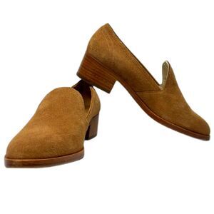 SOLUDOS Sophia Camel Tan Leather Suede Block‎ Heel Loafers Size 7.5
